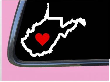 West Virginia State with Red Heart TP 342 vinyl 6" Decal Sticker