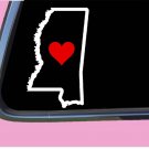 Mississippi State with Red Heart TP 345 vinyl 6" Decal Sticker