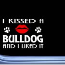 Bulldog Kissed L884 8" dog window decal sticker