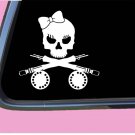 Fly fishing Girl Crossbones TP 419 vinyl 6" Decal Sticker rod line waders hooks