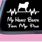 Pug Heart Beats for Lifeline TP 392 6" dog breed Decal Sticker Pug Heart Beats for Lifeline TP 392 6" dog breed Decal Sticker