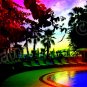 *Cyprus Sunset* Natural linen CANVAS artwork mixed media