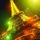 *Night Eiffel Tower* green light fine very colorful artwork print