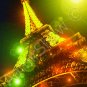 *Night Eiffel Tower* green light fine very colorful artwork print