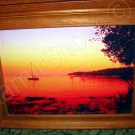 *Boats at St.Andrew Island. Croatia* Natural linen CANVAS artwork mixed media