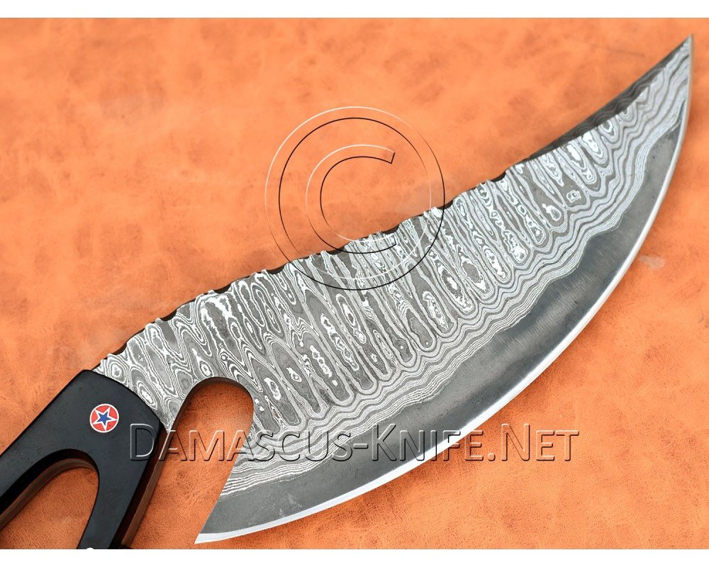Handmade Damascus Steel Hunting Cobra Night Slasher Knife