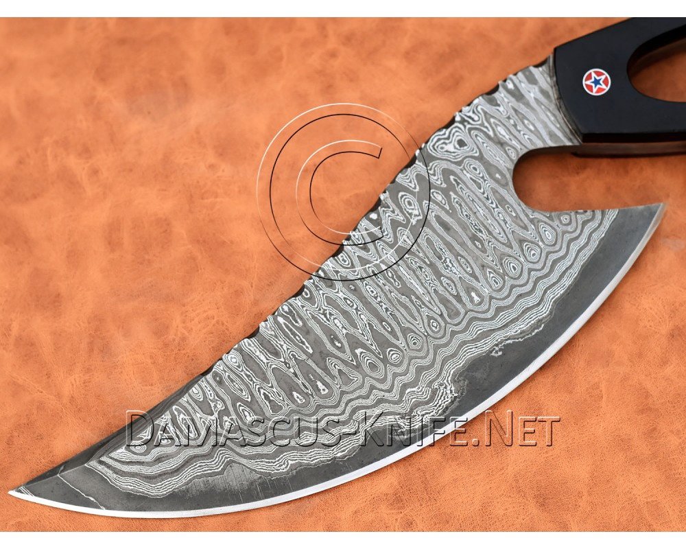 Handmade Damascus Steel Hunting Cobra Night Slasher Knife