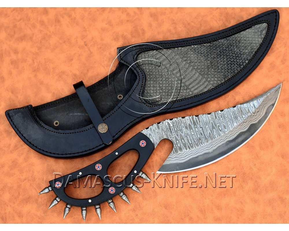 Handmade Damascus Steel Hunting Cobra Night Slasher Knife