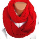 Soft and warm long hand knit infinity circle lady's scarf. Free Shipping!