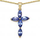 2.50 Carat Genuine Tanzanite 10K Yellow Gold Cross-Retail $499
