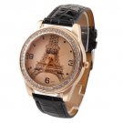 Crystal Eiffel Tower Leather Watch new FREE SHIPPING #501