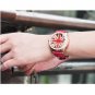Elegant Peach Red Flag Design Quartz Battery new Wristwatch #417 Free shipping