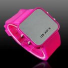 Pink Luxury Mirror Face Sport Style LED new Watch #414