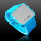 Light Blue Luxury Mirror Face Sport Style LED new Watch #413