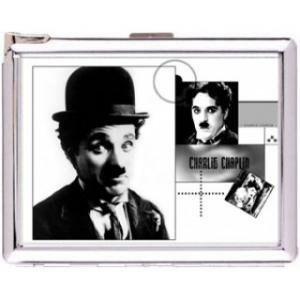 H5S128 Cigarette Case with lighter Charlie Chaplin Picture Free shipping