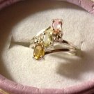 Natural Tourmaline 925 Sterling Silver Trilogy Ring (Handmade)