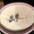 Natural Blue Topaz Hearts Sterling Silver Earrings (Handmade)