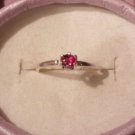 Natural Red Songea Sapphire Sterling Silver Engagement Ring (Handmade)