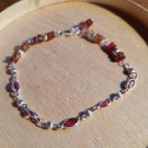 Beaded Natural Tourmaline Sterling Silver Bracelet (Handmade)