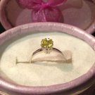 Natural Green Sphene/Titanite Sterling Silver Engagement Ring (Handmade)