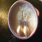 Natural Peach Akoya Pearl & Tanzanite Sterling Silver Earrings (Handmade)