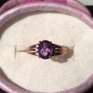 Natural Zambian Amethyst 10K White & Rose Gold Vermeil Ring (Handmade)