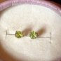 Natural Green Peridot Sterling Silver Earrings (Handmade)