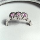 Pink Sapphire 14K White Gold Vermeil Engagement Ring (Handmade)