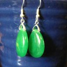 Natural Green Jade Sterling Silver Drop Earrings (Handmade)