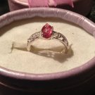 Natural Hand Carved Red Spinel Sterling Silver Ring (Handmade)