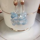 Natural Aquamarine & White Spinel  Sterling Silver Earrings (Handmade)