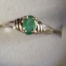 Grassy Green Emerald Sterling Silver Ring (Handmade)