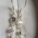 Natural Andesine & White Topaz Sterling Silver Drop Earrings (Handmade)