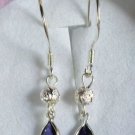 Rich Blue Natural Iolite Sterling Silver Drop Earrings (Handmade)