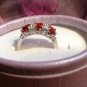 Natural Spessartite Garnet & White Sapphire Sterling Silver Ring (Handmade)
