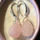 Natual Rose Quartz Sterling Silver Earrings