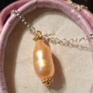 Natural Pink Champagne Tahitian Pearl 14K Yellow Gold Vermeil Necklace (Handmade