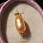 Natural Pink Champagne Tahitian Pearl 14K Yellow Gold Vermeil Necklace (Handmade