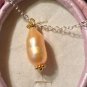 Natural Pink Champagne Tahitian Pearl 14K Yellow Gold Vermeil Necklace (Handmade
