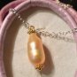 Natural Pink Champagne Tahitian Pearl 14K Yellow Gold Vermeil Necklace (Handmade