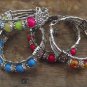 New Beautiful Gemstones and Silver Beaded Bangle Bracelet - 7.5" Medium Fit