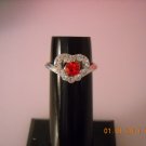 New Heart Cubic Zirconia on Silvertone Ring-Various Colors/Sz Available