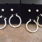 New Beautiful Avon Diamond Cut Hoop & Stud Earrings Set 1" Long - Retails $10.99