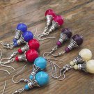 New Beautiful Dangling Gems 12MM & Sterling Silver Earrings 1.75" Long