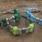 Beautiful Natural Beaded Gems & Silver Bangle Bracelet, 7.5" Medium Fit