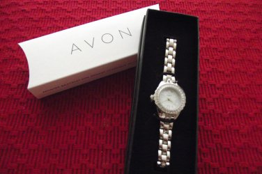 New Avon Rhinestone Accent Classic Silvertone Bracelet Watch - Retails $34.99