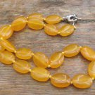 New Rich Oval Yellow Jade 12x16MM String Necklace 18" Long - $45 Value