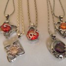 New Lab-Made Gems and Silvertone Chain Necklaces, Various Styles, Beautiful