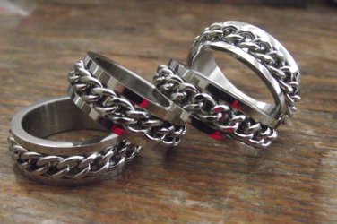 New Stainless Steel Medium 10MM Rope Ring Band - Various Sizes Available