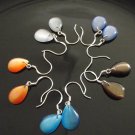 New Dangling Single Teardrop Cat's Eye & Sterling Silver Earrings 1.5" Long